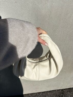 MANGO CREAM LEATHER BAG